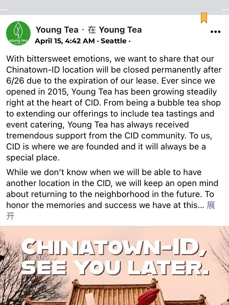 🧋Young Tea in Seattle's Chinatown is closing down by the end of June