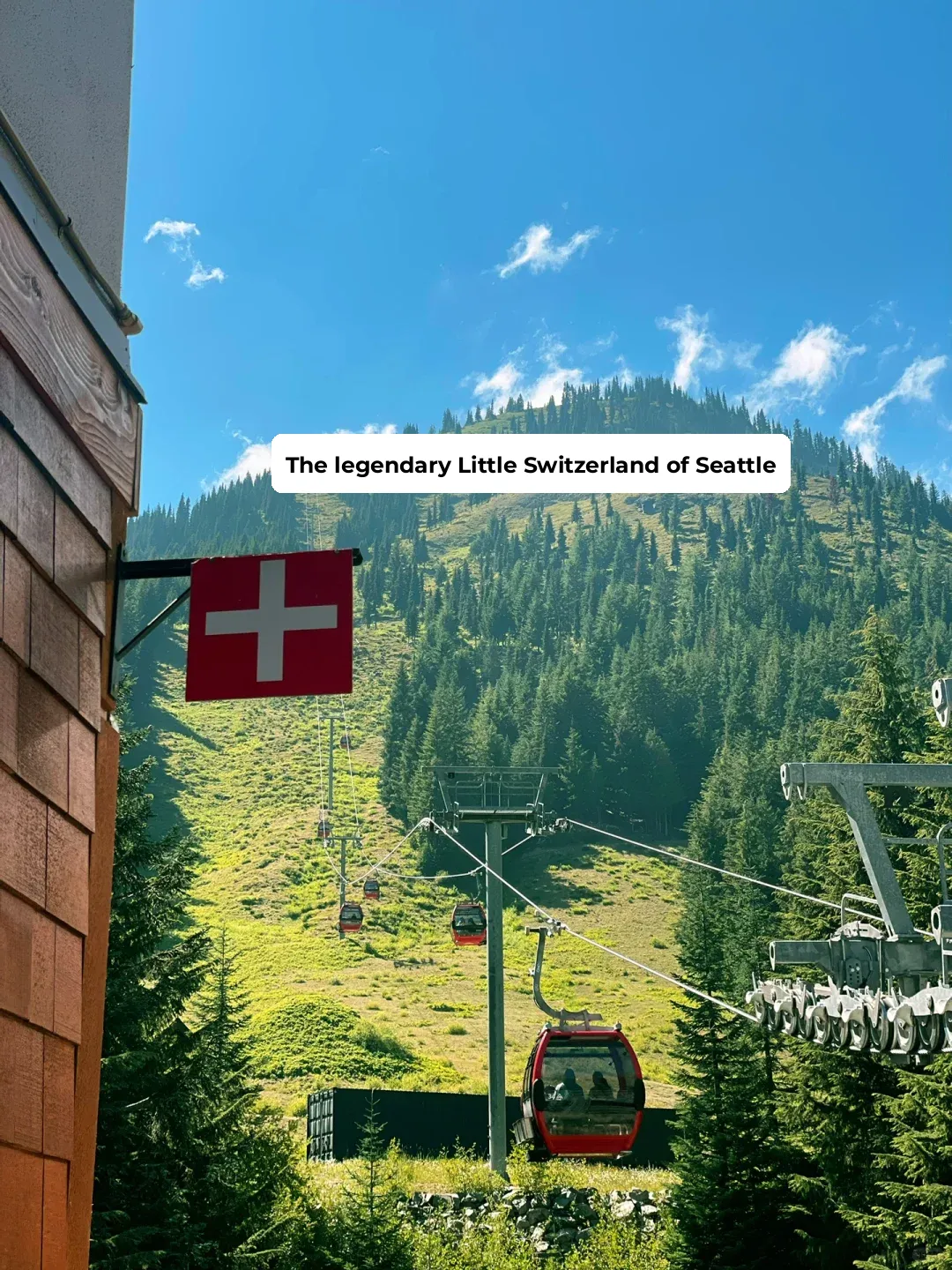 Seattle's Little Switzerland, here we come! Cable car ride with breathtaking snow-capped mountain views.