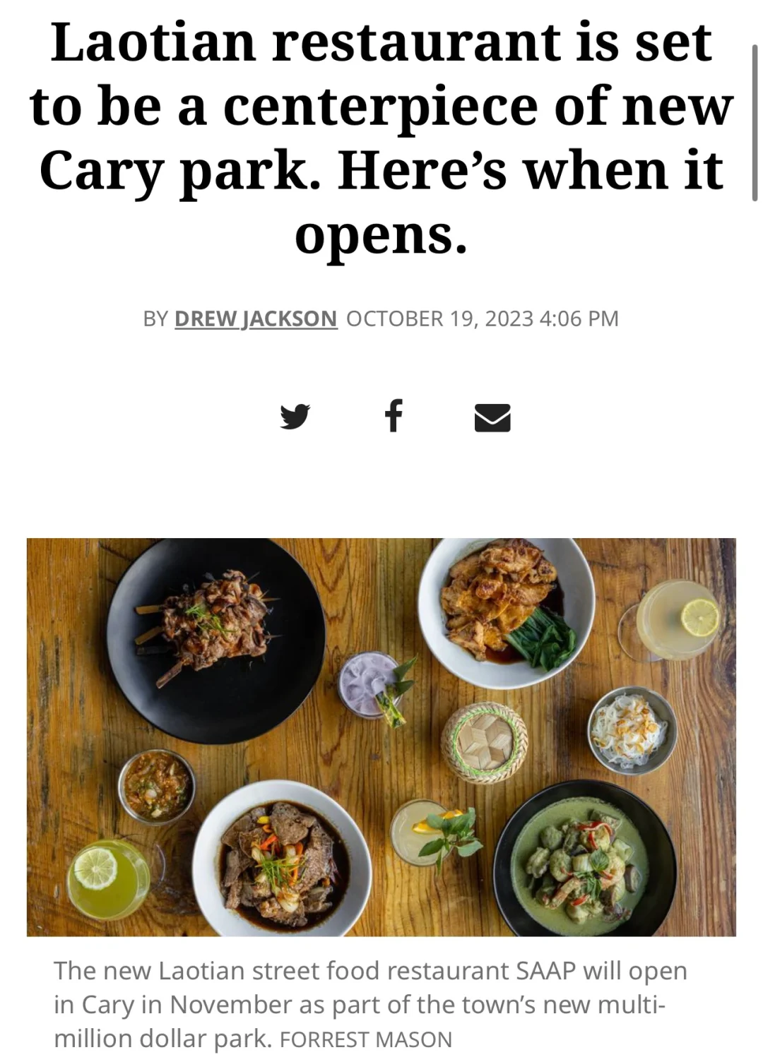 New Laotian Restaurant in Cary, North Carolina Opening November 15