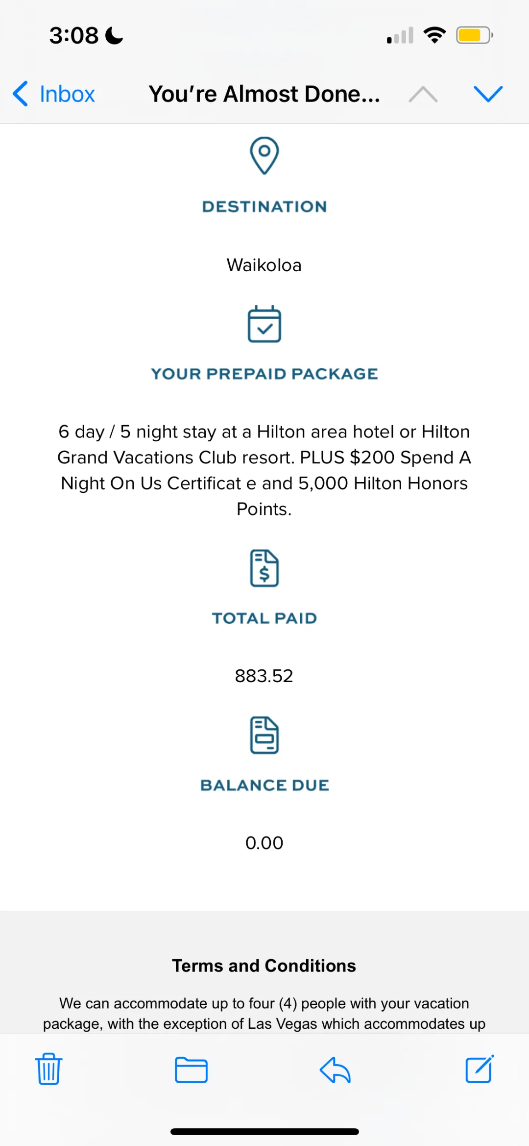 Just wanted to use up my free night, ended up booking Hawaii.