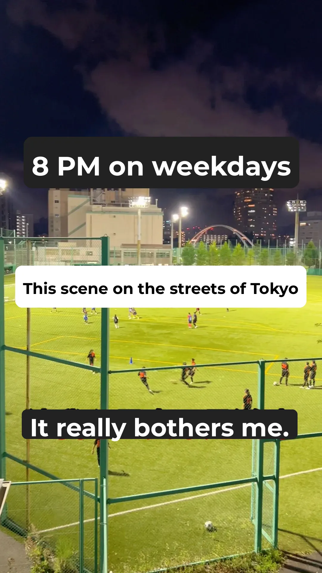 At 8 PM on a Weekday, There Are Still People Playing Soccer in Tokyo's Parks