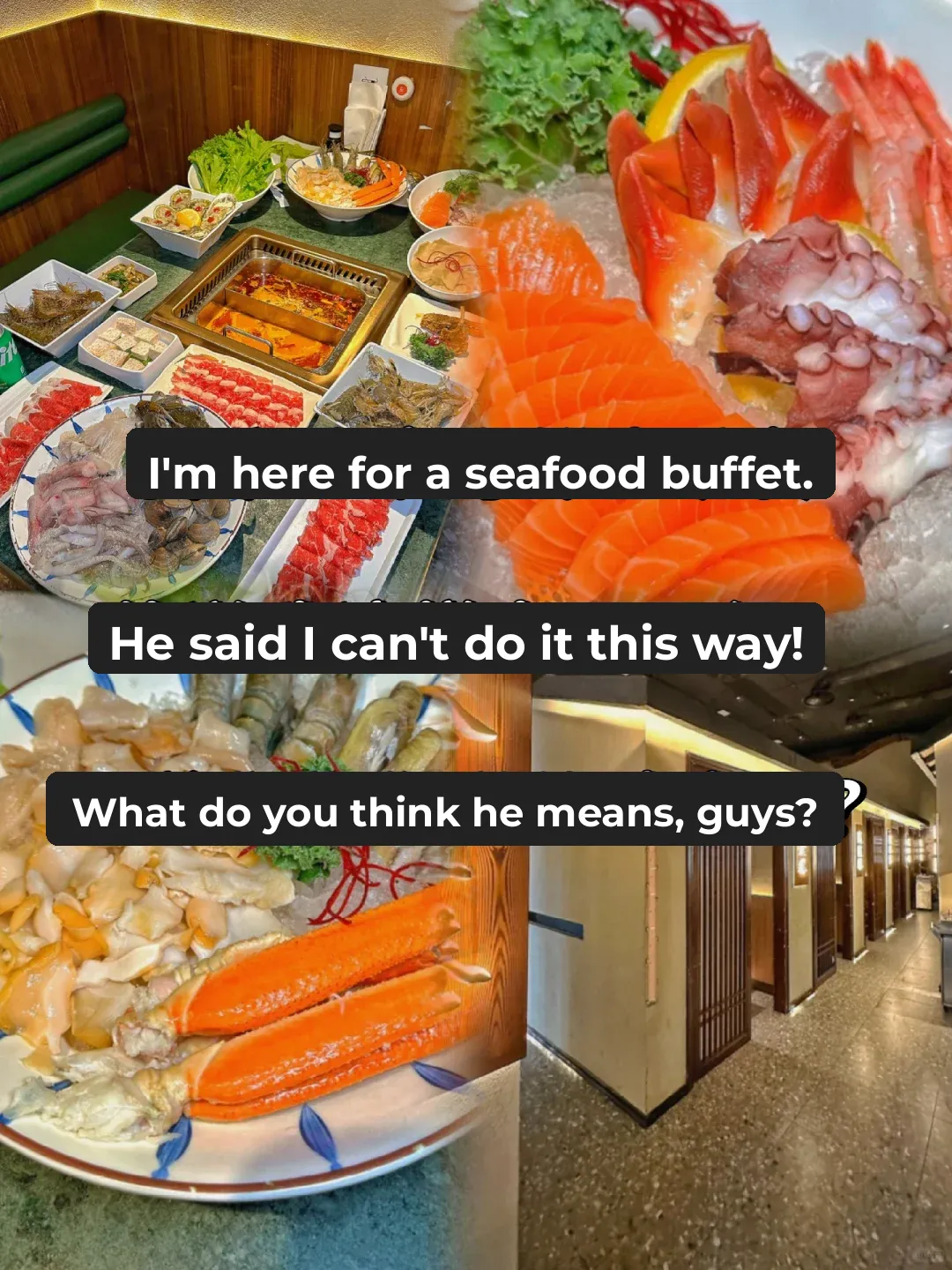 Today's Seafood Buffet Was So Good, the Boss Sat Crying at the Door 😭