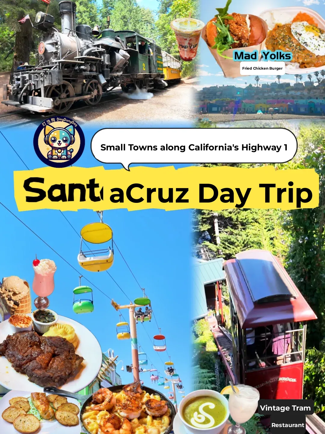 One-Day Trip to Santa Cruz on Highway 1 in the Western U.S. | Amusement Park, Train Ride, and Delicious Food