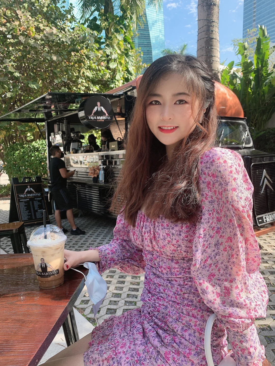 Brickell Street Corner Truck Coffee Shop Check-In in Downtown Miami