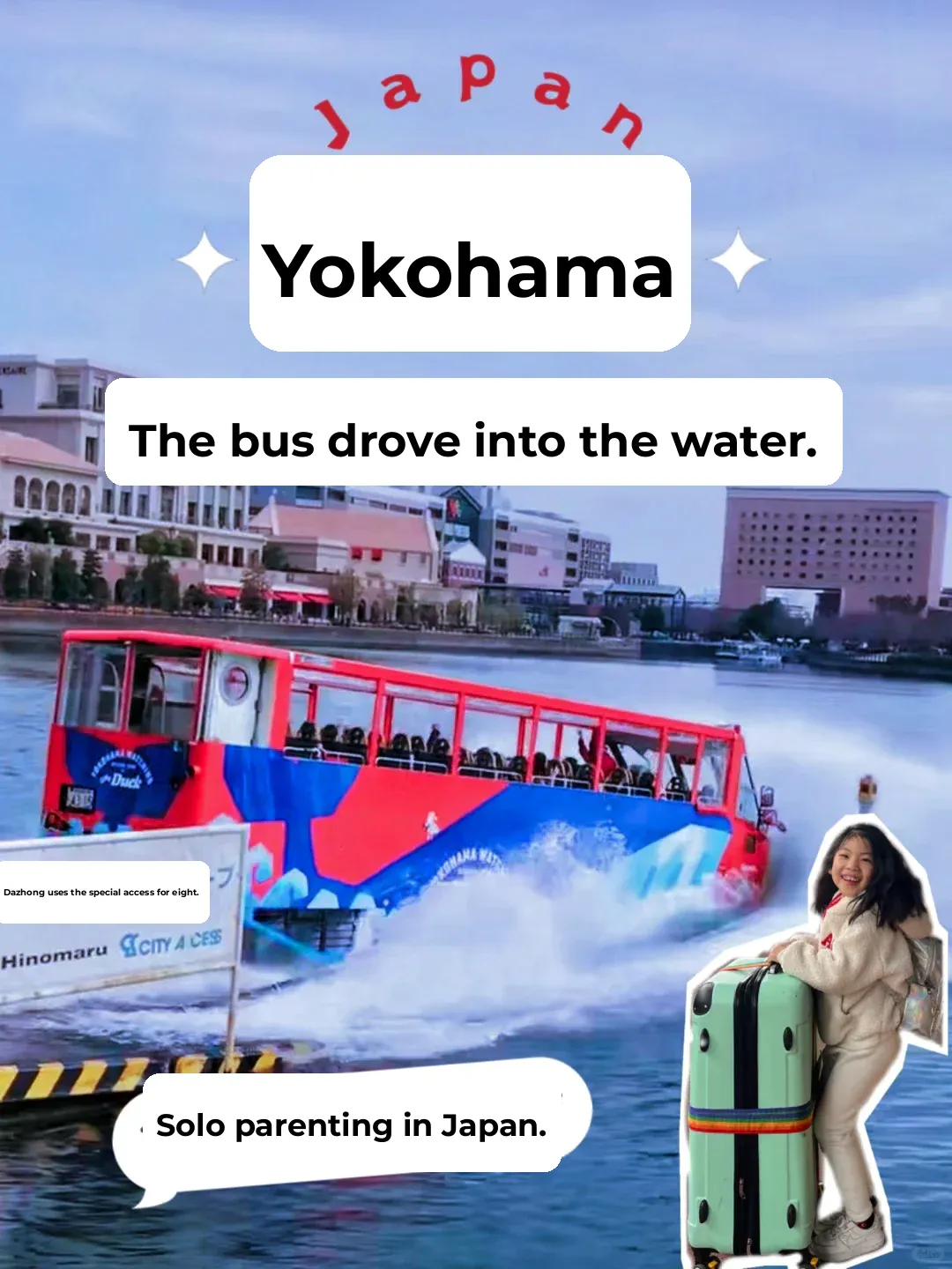 The Bus Drove into the Water! #SoloParentingTripToJapan - Yokohama Stop