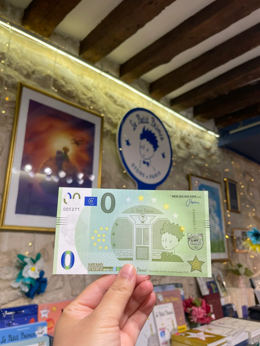 Snagged a 0 Euro Commemorative Note at the Little Prince Souvenir Shop in Paris!