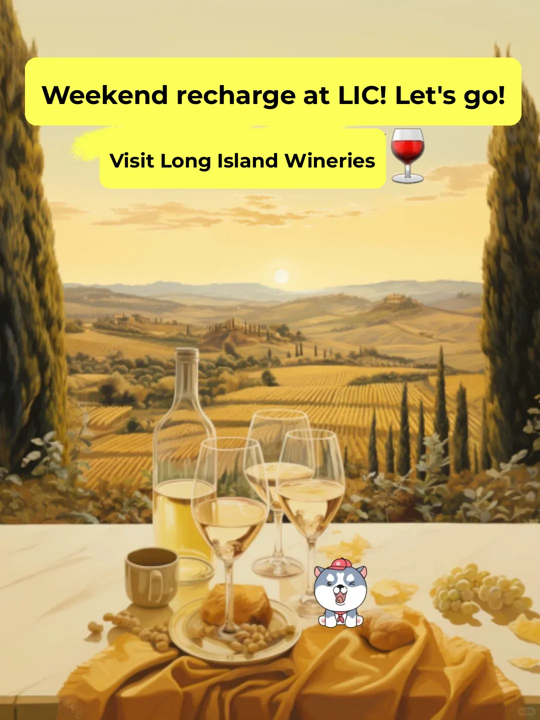 LIC Weekend Recharge! Heading to Long Island Wineries 🍷