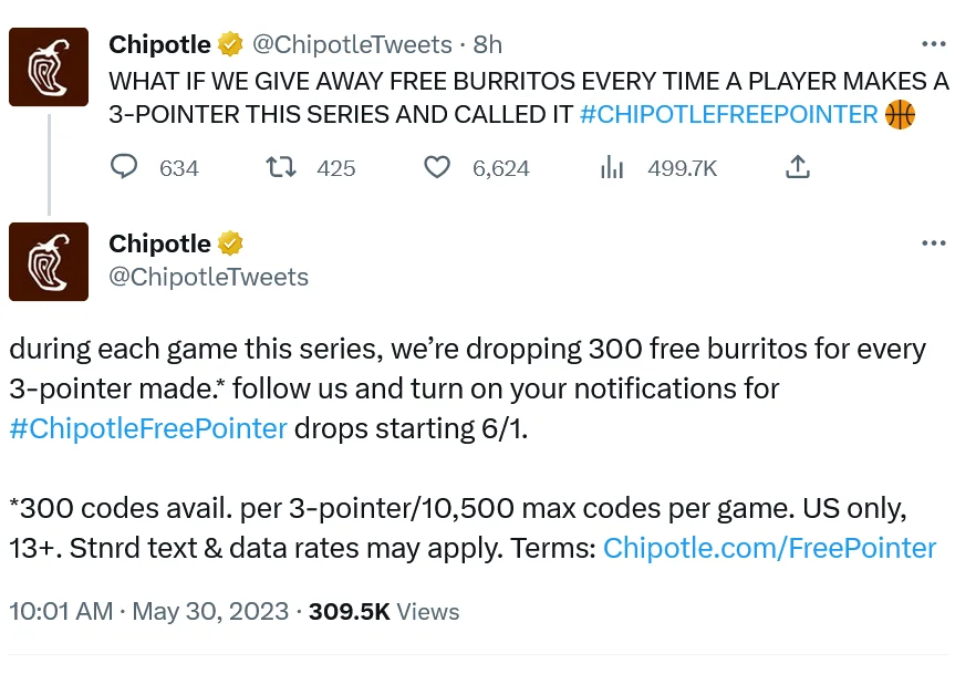 Free Mexican Burritos When the Nuggets Score a Three-Pointer!