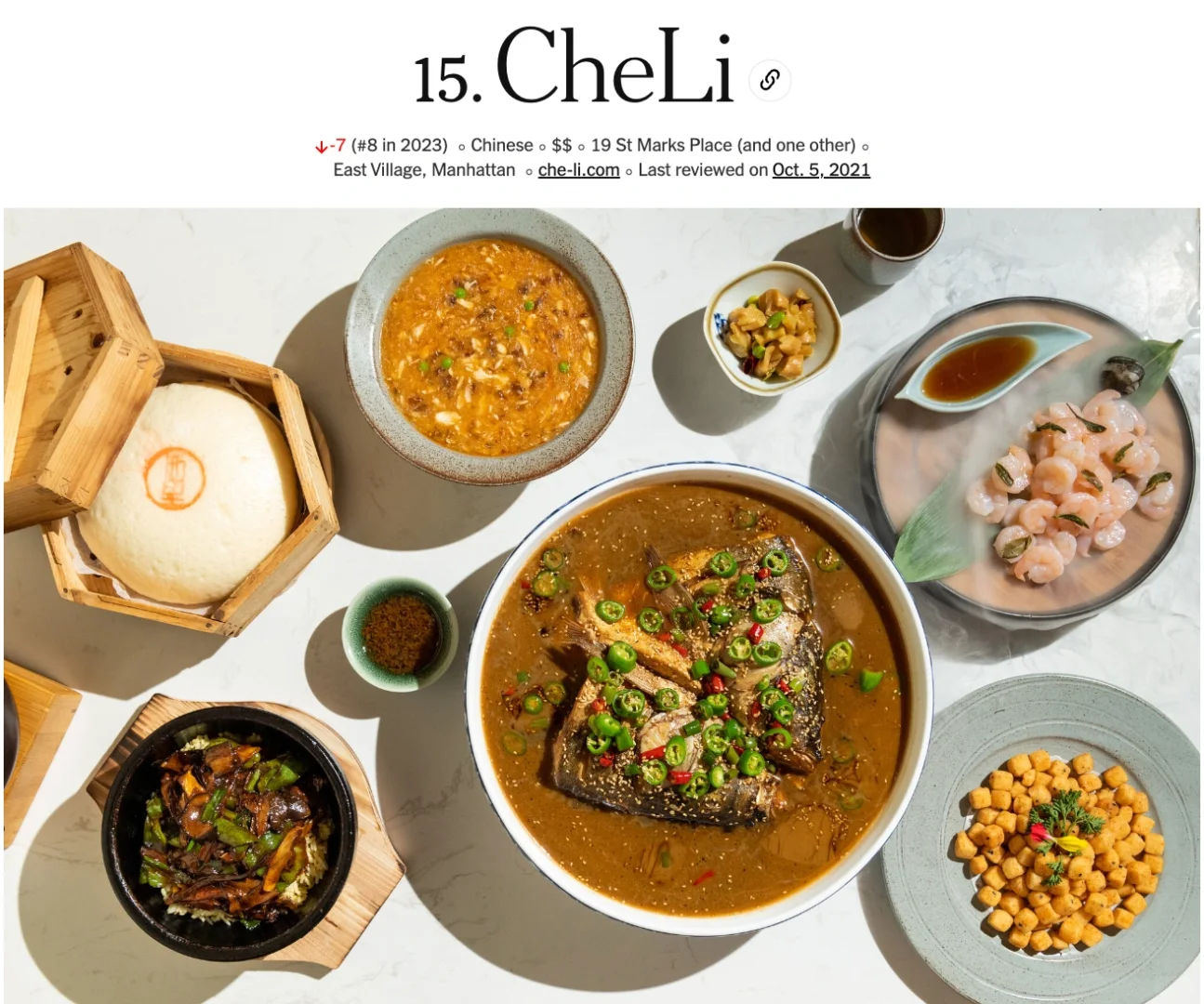 7 Chinese Eateries Make It to NYT's Top 100 NYC Restaurants