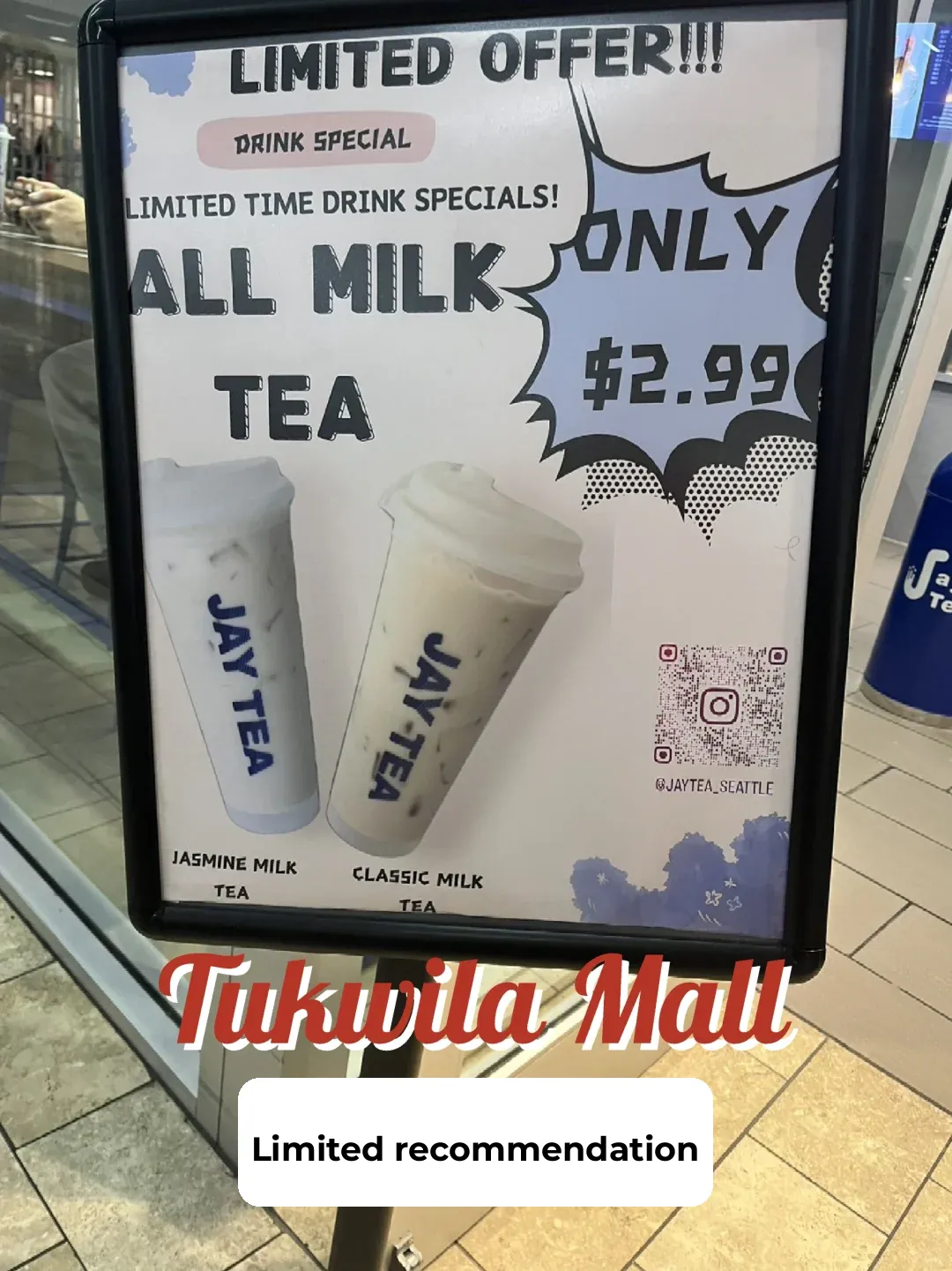 #Popular Bubble Tea｜Limited Offer: $2.99 per Cup at Seattle Mall