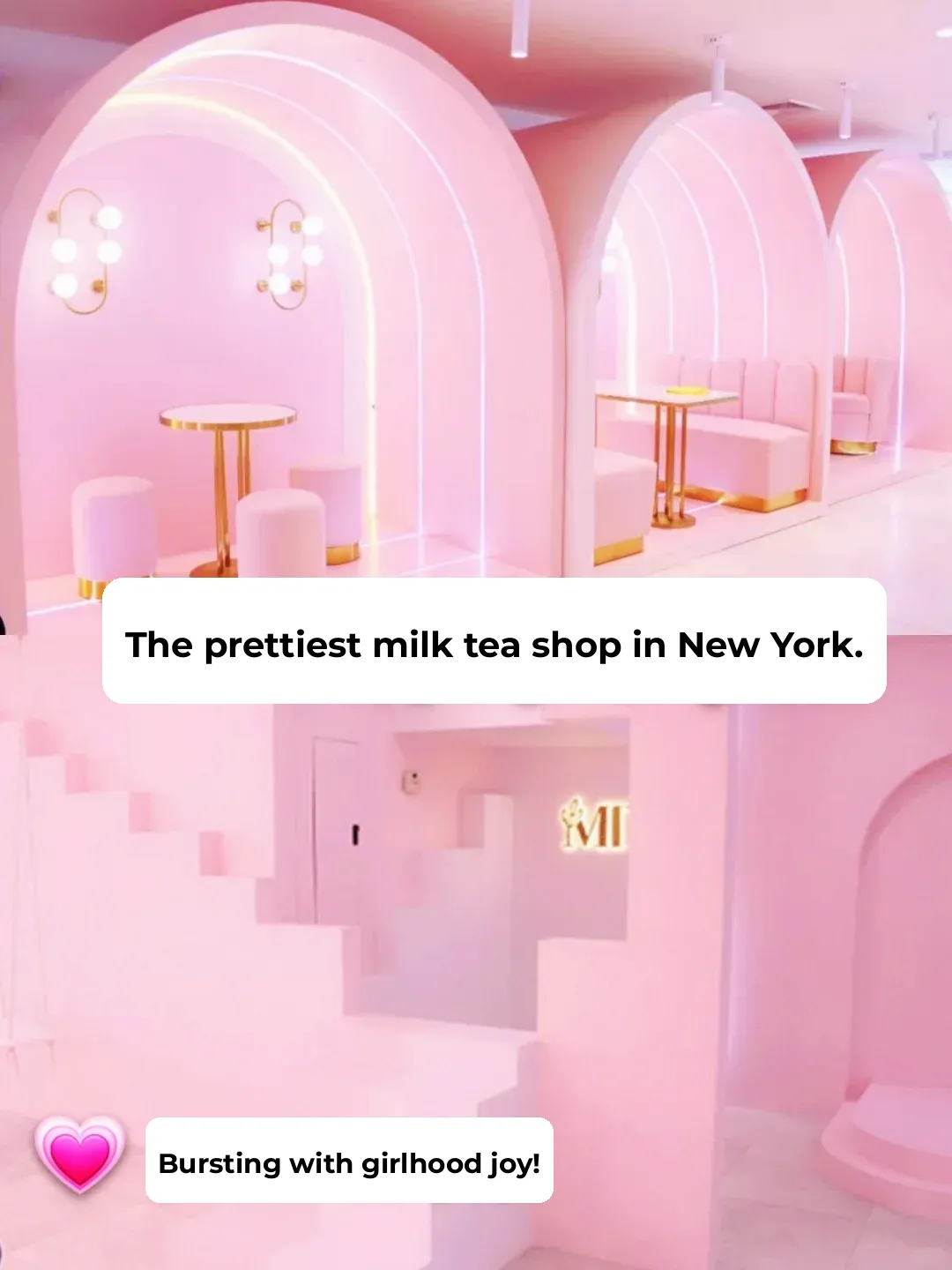 Tears of Beauty❗️NYC's Pink Milk Tea Shop 💗 Heart-Exploding Cuteness