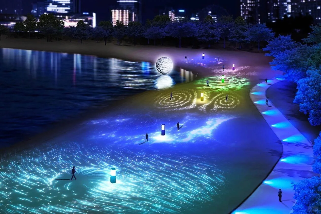 🇯🇵 Tokyo Odaiba | Beach ✖️ Interactive Light Show is So Cool 🪄
