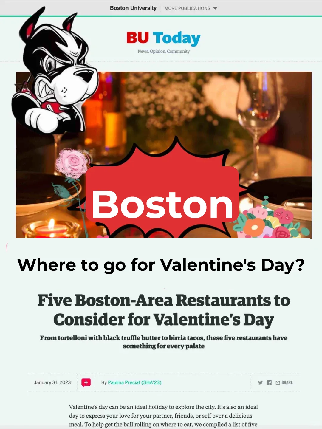 $80 per person｜Where to Go in Boston for Valentine's Day?