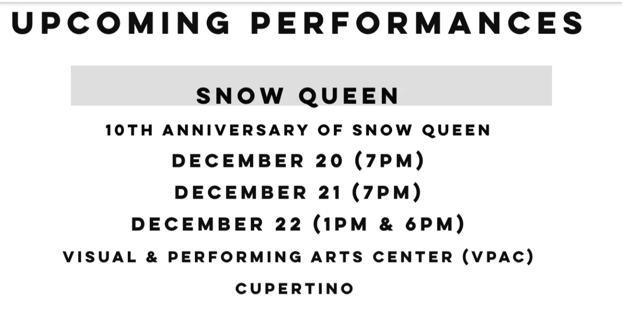 Where to Go This Weekend: Cupertino's "The Snow Queen" Christmas Performance
