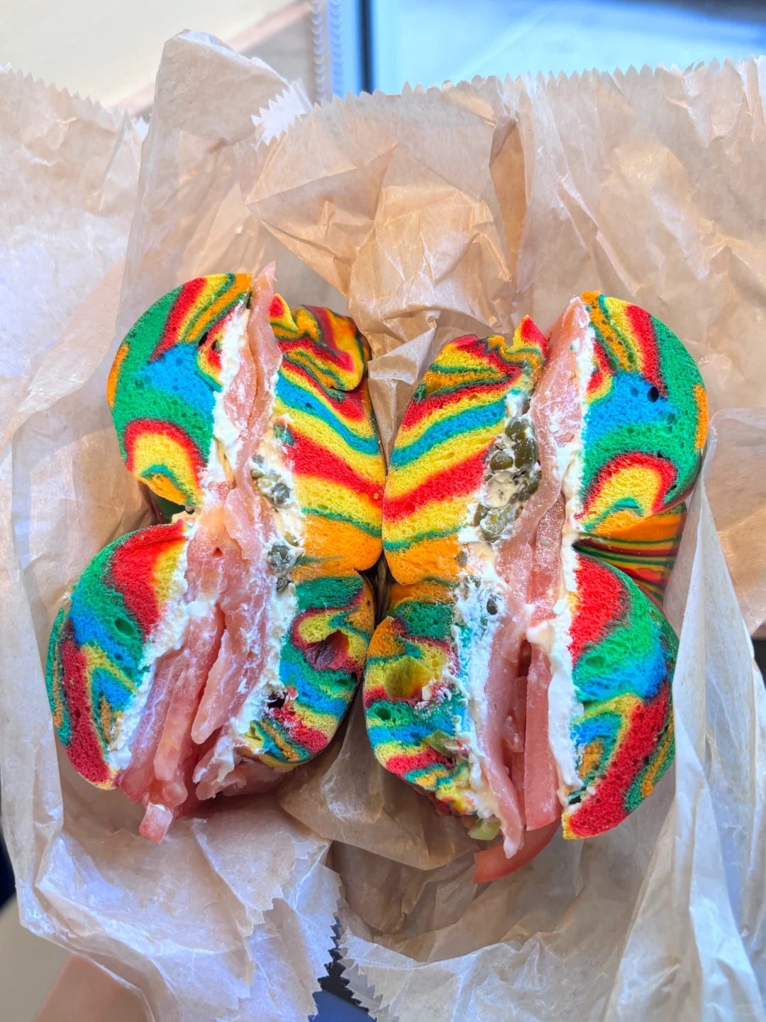 Rainbow Bagels on Fifth Avenue, New York