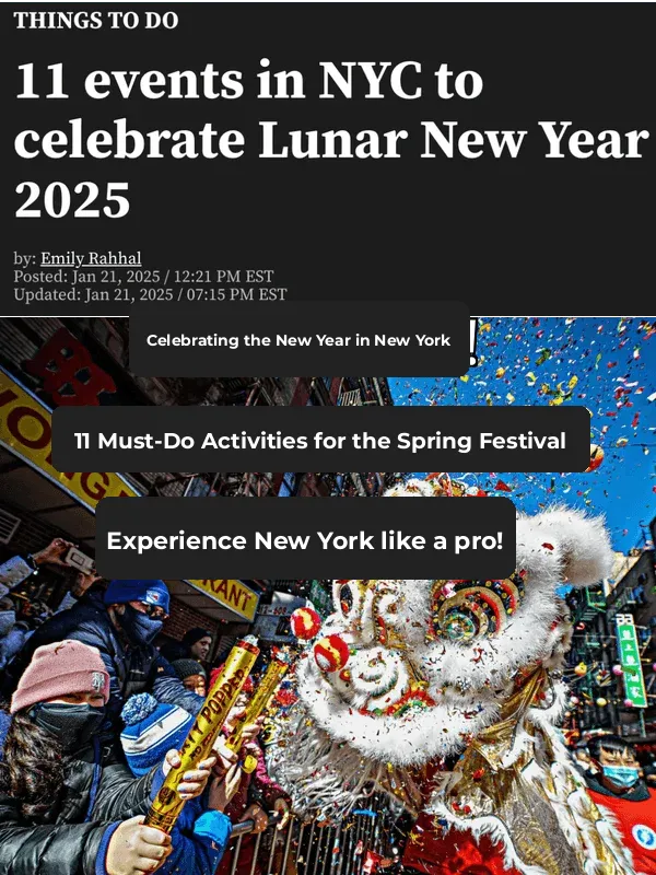 "11 Must-Do Lunar New Year Activities in New York: Celebrate the Year in Style in the Big Apple"