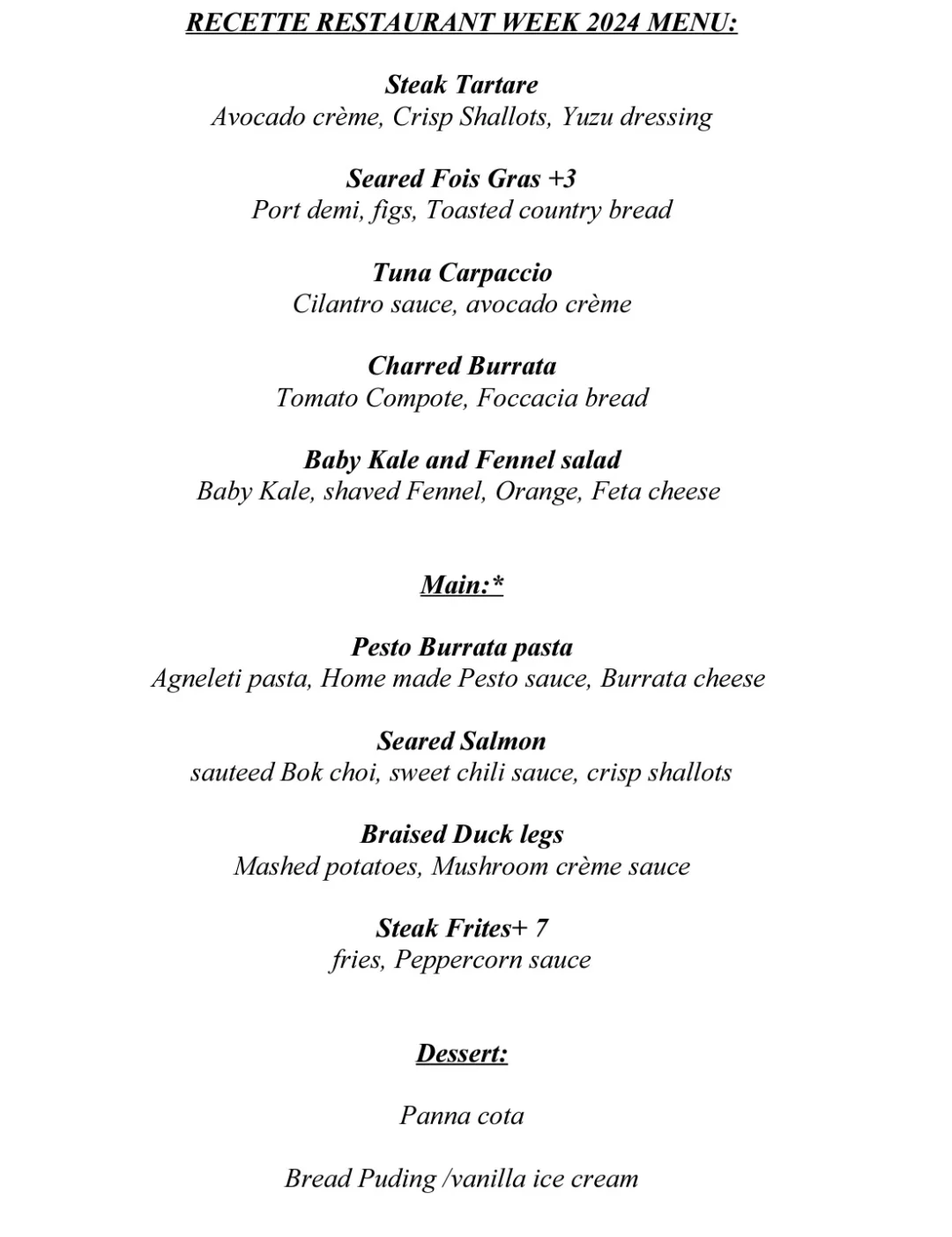 New York Restaurant Week French Cuisine Pick (4): Recette