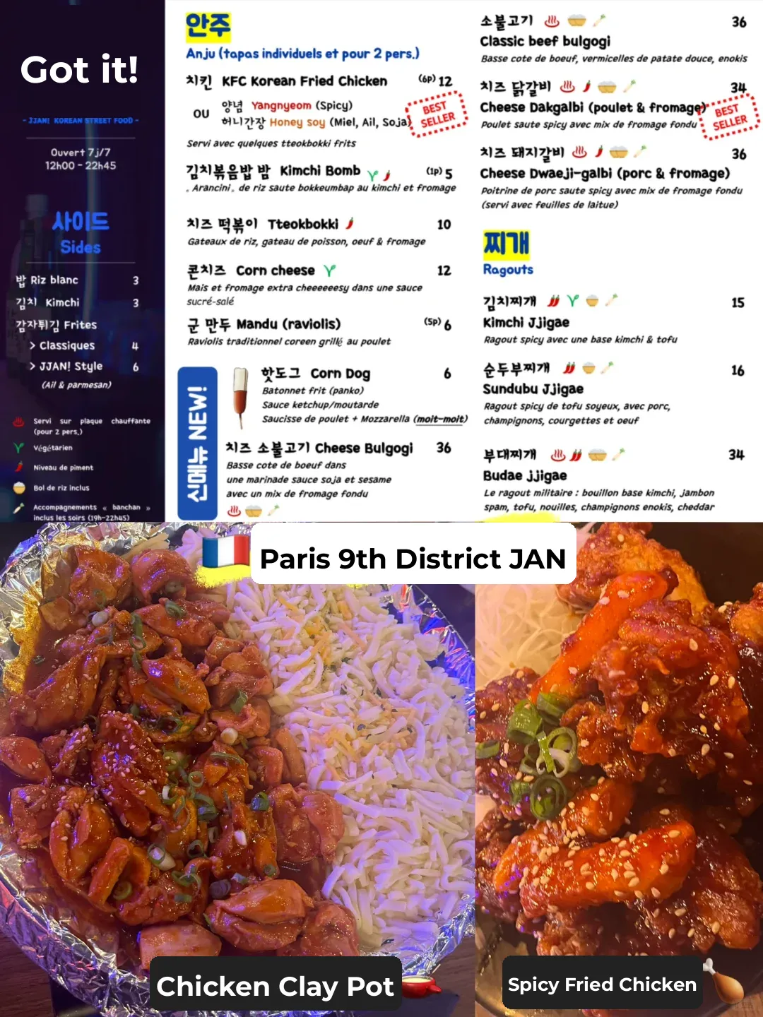 🇫🇷 Paris 9th District Korean Spot JJAN! Chicken Cheese Hot Pot 🫕 Spicy Fried Chicken