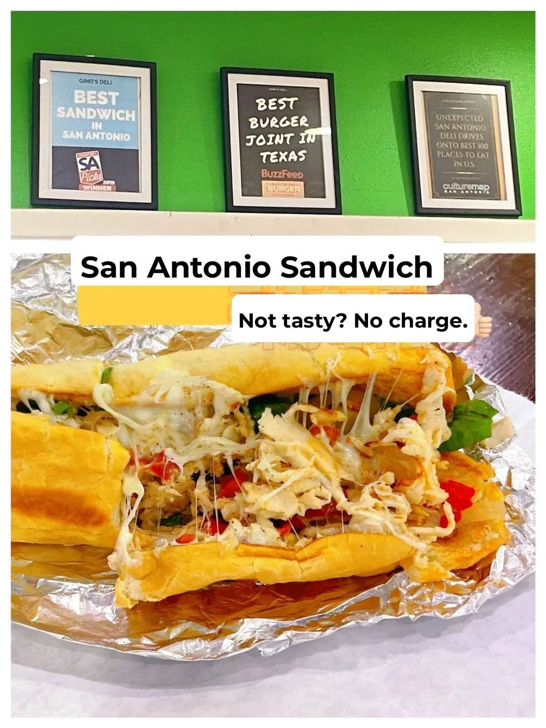 "Not Delicious? No Charge! The Absolute Best Sandwich in San Antonio 🥪"
